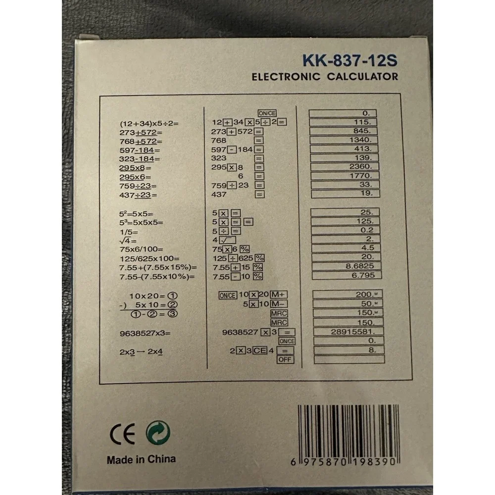 Calculator Standard Function Electronics  KK-837-12S ELECTRONIC 2 way power